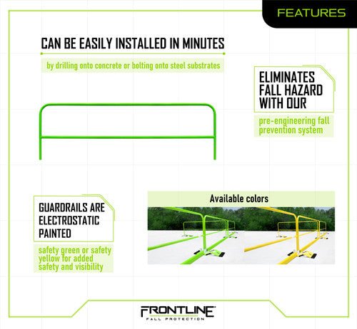 Frontline Guardrail Section for Concrete or Steel Substrates 10' - Fire Protection Parts