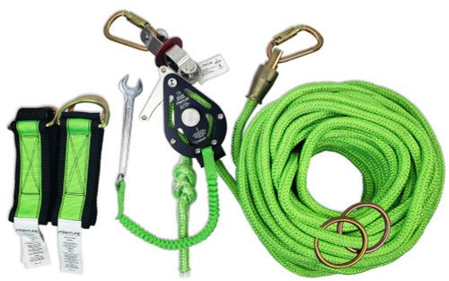 Frontline HLK1004 4 - person 100' Adjustable Horizontal Lifeline System with 6' Anchor Straps - Fire Protection Parts