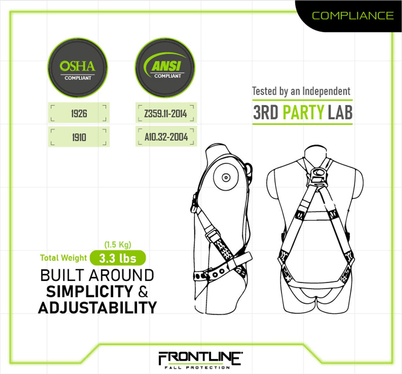 Frontline K100 - 61S Combat Compliance Kit - Harness, 6' Single Leg Lanyard and Drawstring Bag - Fire Protection Parts
