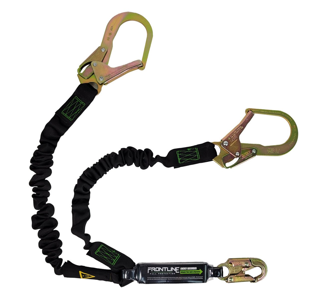 Frontline LES62R - US Patriot 6' Double Leg Elastic Lanyard with Rebar Hook Ends - Made in USA - Fire Protection Parts