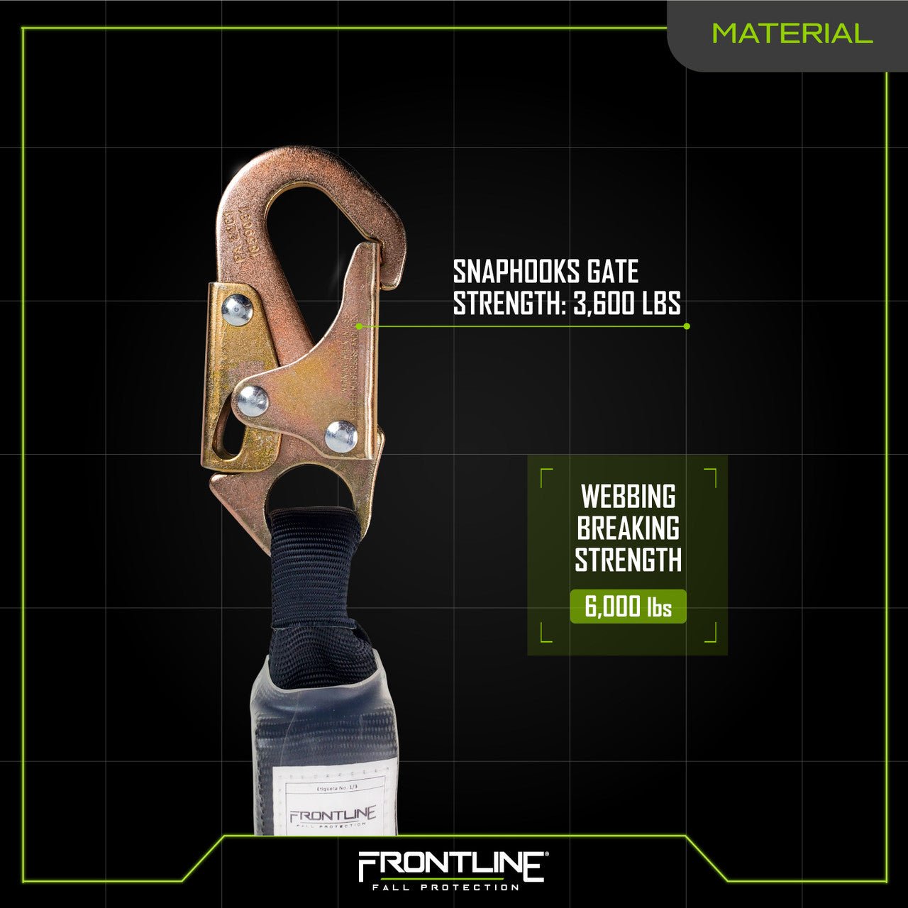 Frontline LIS31S Combat 3' Single Leg Snaphook Lanyard with Internal Shock Absorber - Fire Protection Parts