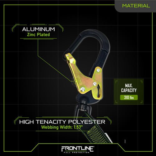 Frontline LIS62RA Elite Lite Elastic Twin Leg 6' Aluminum Rebar Hook Lanyard - Fire Protection Parts