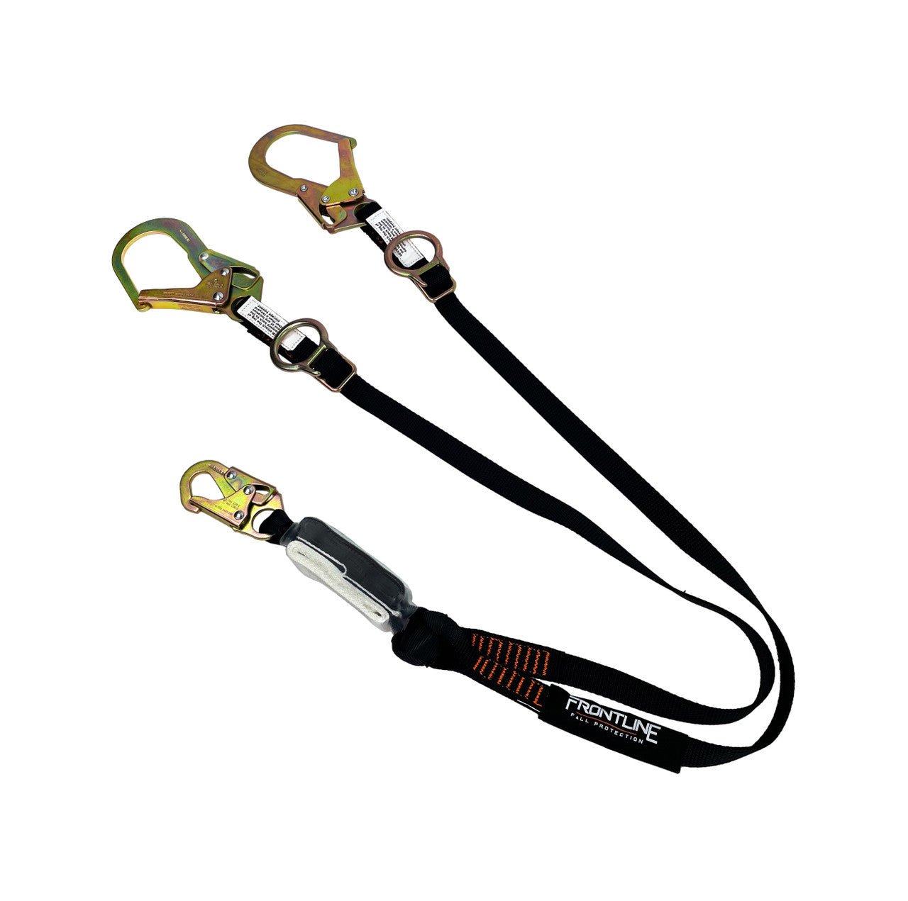 Frontline LPO62RADJ Combat 6' Tie - Back Double Leg Shock Absorbing Lanyard with Rebar Hooks - Fire Protection Parts