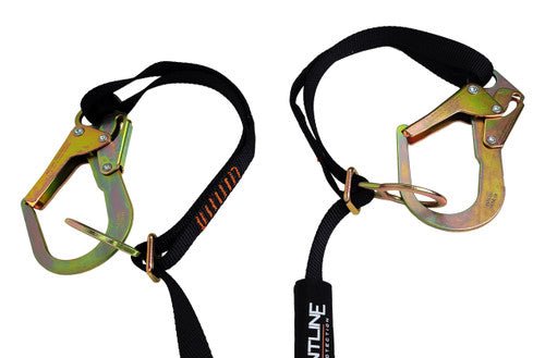 Frontline LPO62RADJ Combat 6' Tie - Back Double Leg Shock Absorbing Lanyard with Rebar Hooks - Fire Protection Parts