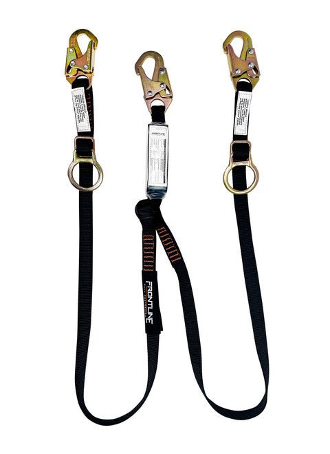 Frontline LPO62SADJ Combat 6' Tie - Back Double Leg Shock Absorbing Lanyard with Snaphooks - Fire Protection Parts