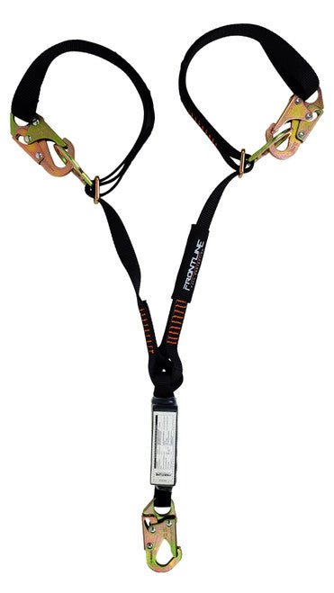 Frontline LPO62SADJ Combat 6' Tie - Back Double Leg Shock Absorbing Lanyard with Snaphooks - Fire Protection Parts