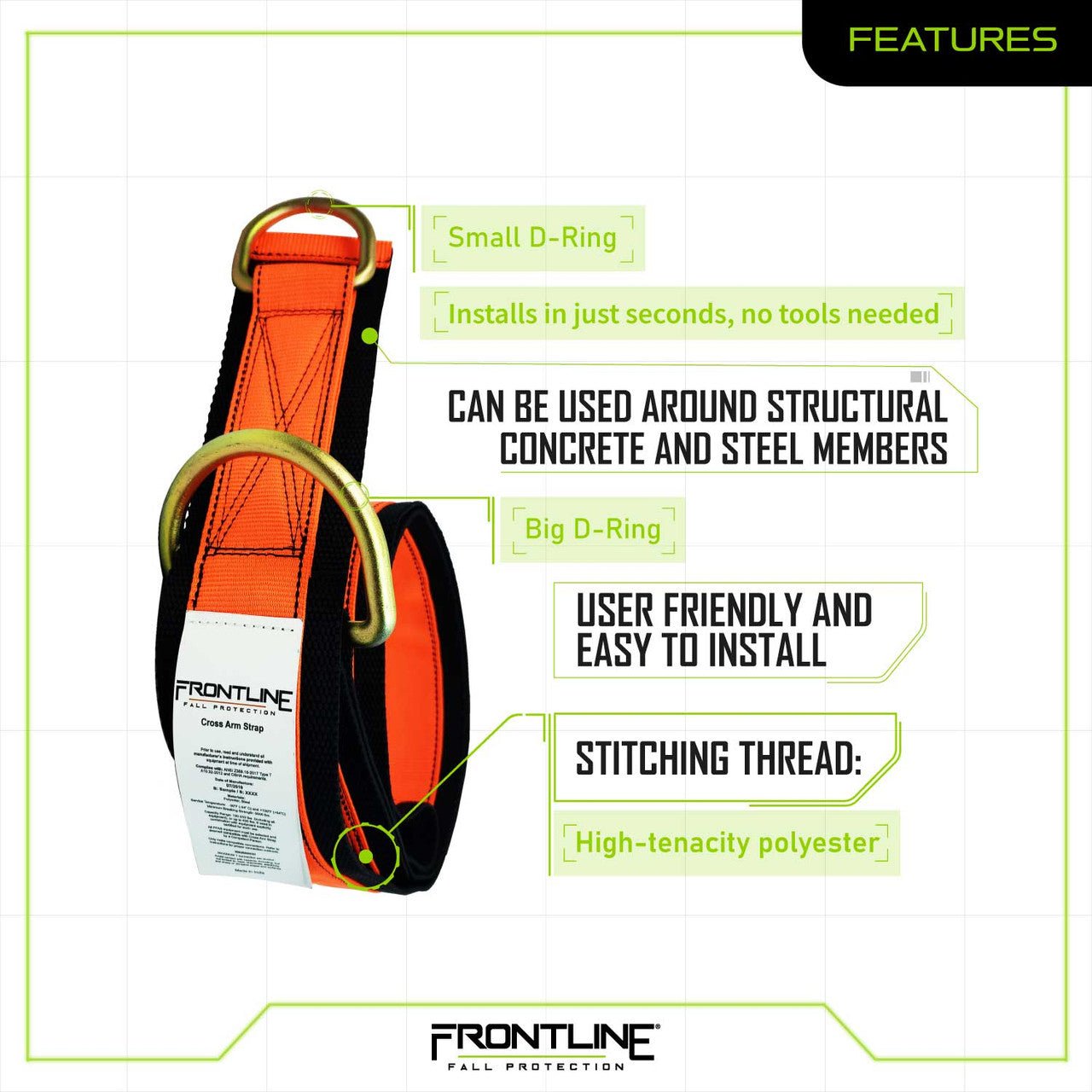 Frontline MPS Cross Arm Strap with Reinforced Webbing 3' - Fire Protection Parts
