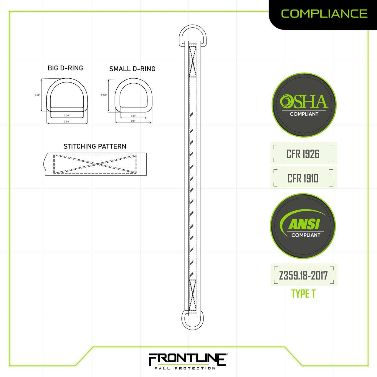 Frontline MPS Cross Arm Strap with Reinforced Webbing 30' - Fire Protection Parts