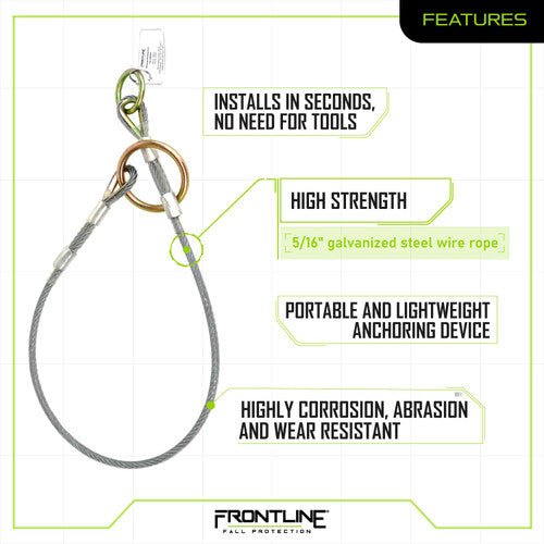 Frontline MPW Wire Rope Choker Anchor 4' - Fire Protection Parts