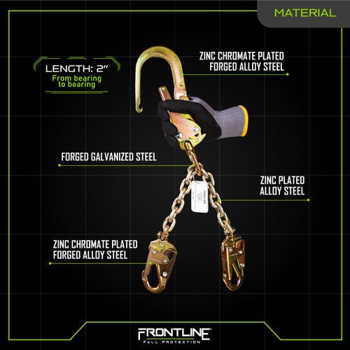 Frontline PSSW2R - US Patriot Positioning Chain with Swiveling Hook - Made in USA - Fire Protection Parts