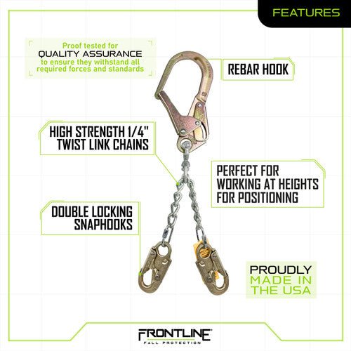 Frontline PSSW2R - US Patriot Positioning Chain with Swiveling Hook - Made in USA - Fire Protection Parts