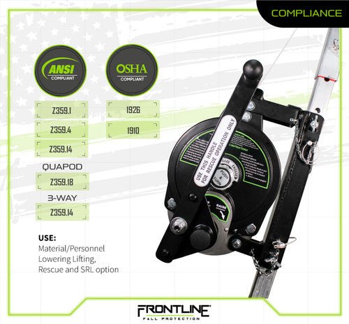 Frontline QAN75RA - US Patriot Confined Space Quadpod with 3 - Way Retrieval System - Made in USA - Fire Protection Parts