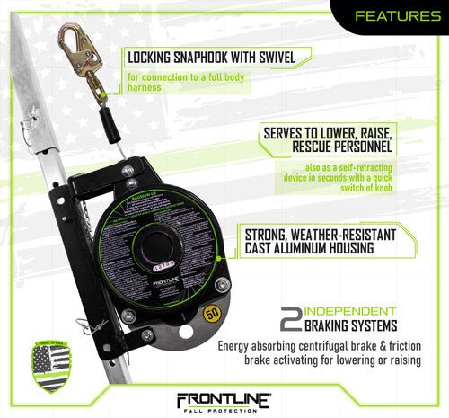 Frontline RAG503W - US Patriot 50' 3 - Way Retrieval & SRL - Made in USA - Fire Protection Parts