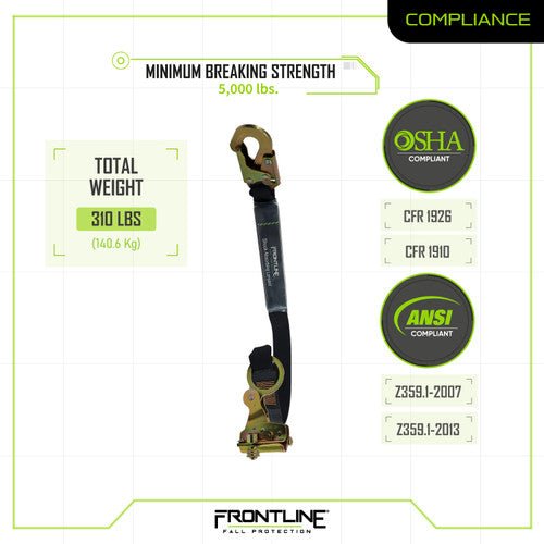 Frontline RGSS58ES Self - tracking Rope Grab 5/8" with 3' Lanyard - Fire Protection Parts