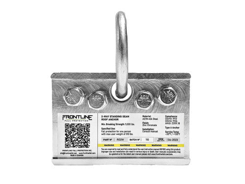 Frontline RO2W 2 - Way Standing Seam Roof Anchor - Fire Protection Parts