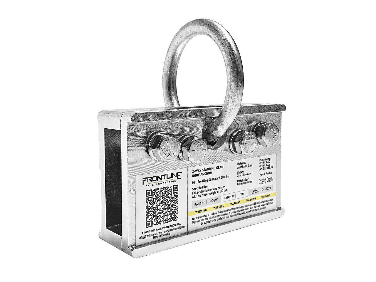 Frontline RO2W 2 - Way Standing Seam Roof Anchor - Fire Protection Parts