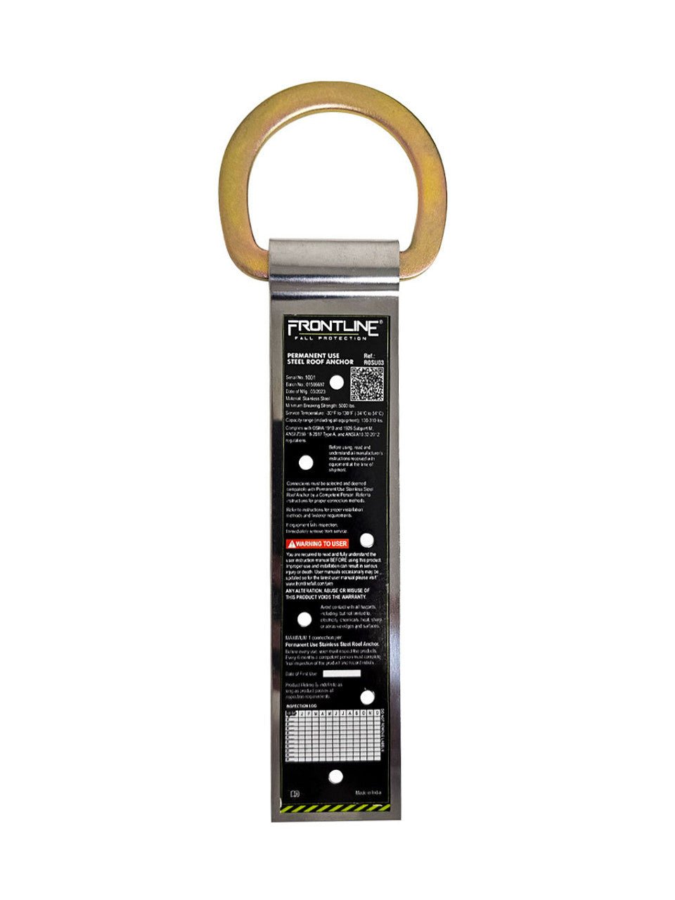 Frontline ROSU03 Stainless Steel Permanent Use Roof Anchor (Single D - ring) - Fire Protection Parts