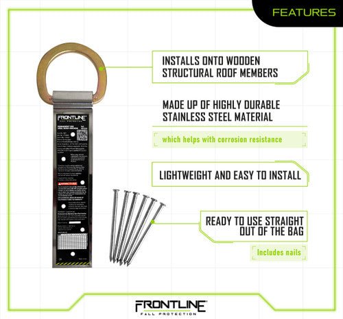 Frontline ROSU03 Stainless Steel Permanent Use Roof Anchor (Single D - ring) - Fire Protection Parts