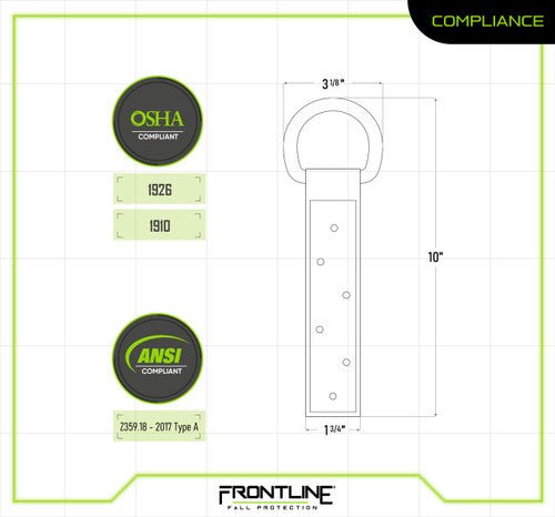 Frontline ROSU03 Stainless Steel Permanent Use Roof Anchor (Single D - ring) - Fire Protection Parts