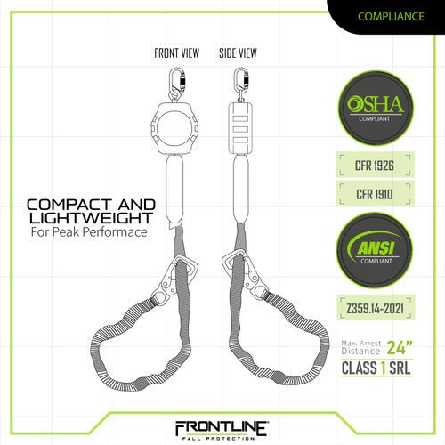 Frontline RPA092TB Tie Back Twin Leg Web 9' SRL with Tie Back Hook Ends - Fire Protection Parts