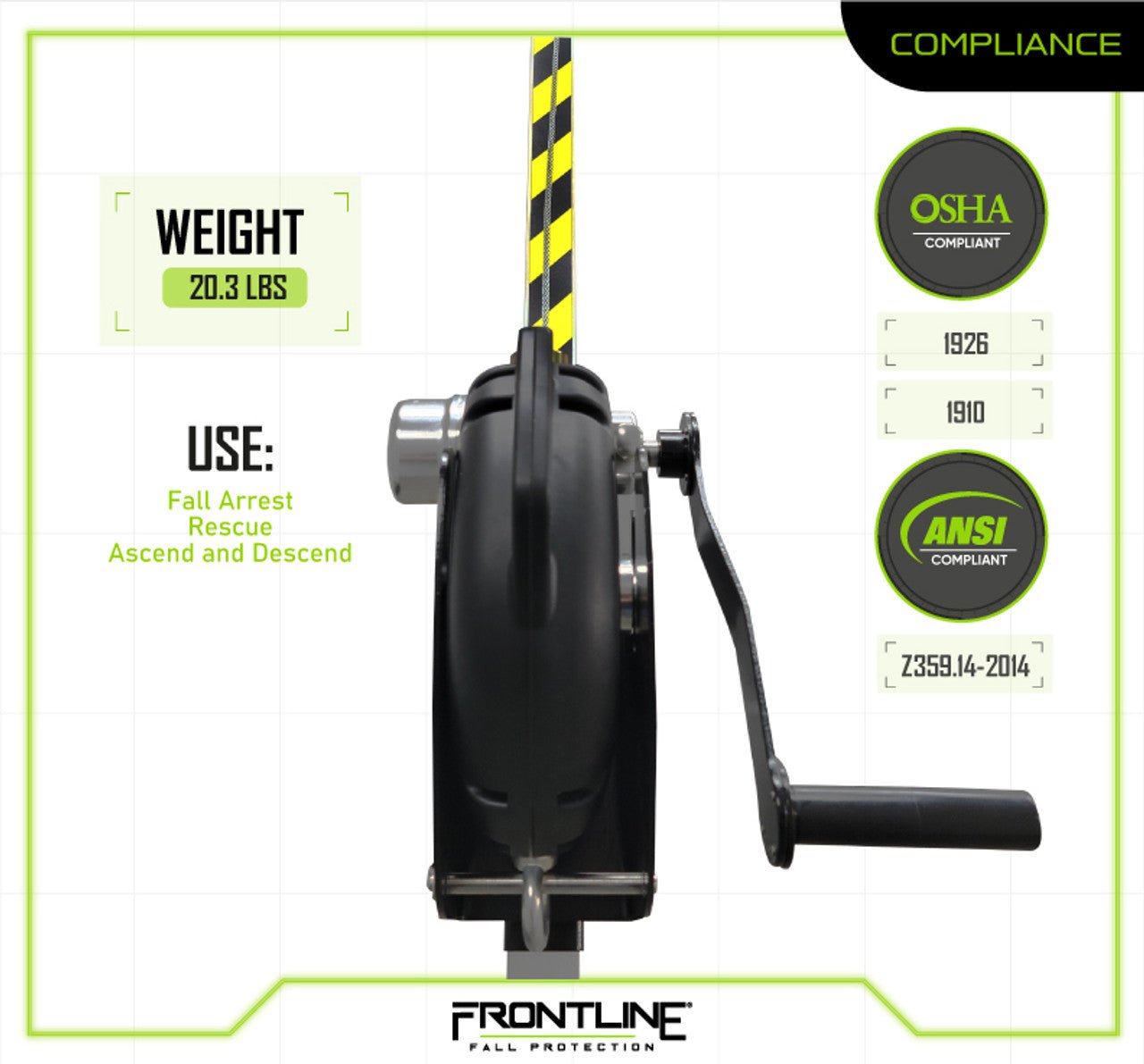 Frontline RPG603W MEGApod 60' 3 - Way Self Retractable Lifeline with Retrieval System - Fire Protection Parts