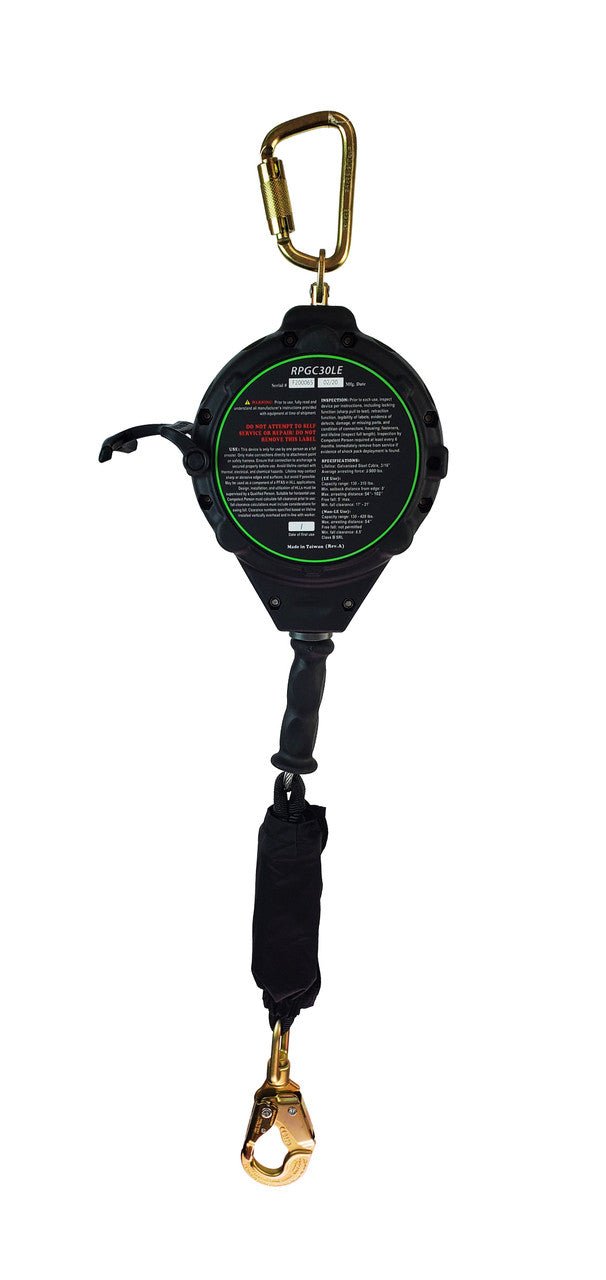 Frontline RPGCLE Leading Edge Cable Single Leg SRL with Steel Snap Hook End with Carry on Handle and Tagline - Fire Protection Parts