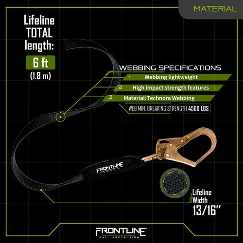 Frontline RPW061R Web Single Leg 6' SRL with Steel Rebar Hook End - Fire Protection Parts