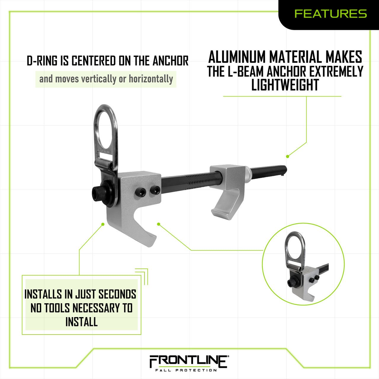 Frontline ST18AV Aluminum I - Beam Fixed Anchor - Fire Protection Parts