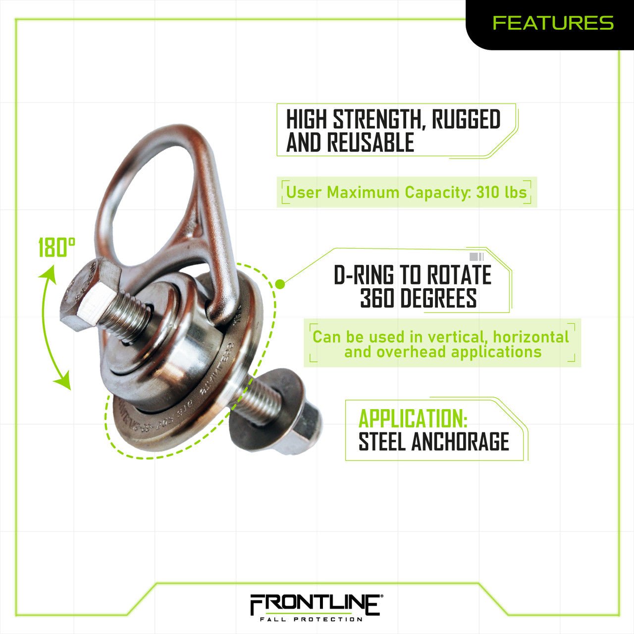 Frontline STM585K - SS MEGA Swivel 360° Stainless Steel 5K Steel Anchor - Fire Protection Parts