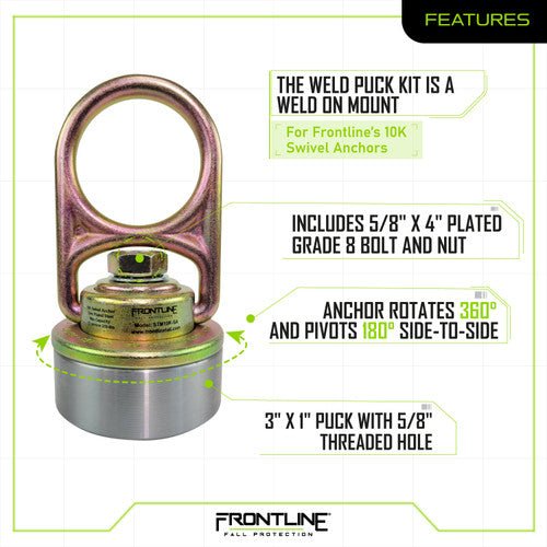 Frontline STMP10K - WO + STM10K - SA MEGA Swivel 10k Steel Anchor with Weld - on Puck - Fire Protection Parts