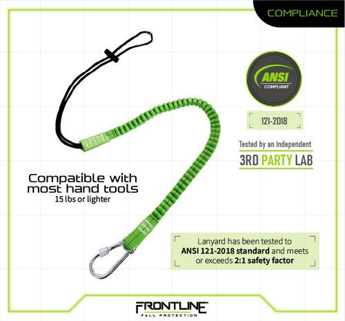 Frontline TLS15 ToolGrip Elastic Tool Tether 15 lbs with Steel Turn Lock Carabiner - Fire Protection Parts