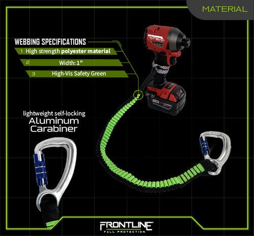 Frontline TLS30 ToolGrip Elastic Tool Tether 30 lbs with Self - locking Aluminum Carabiner - Fire Protection Parts