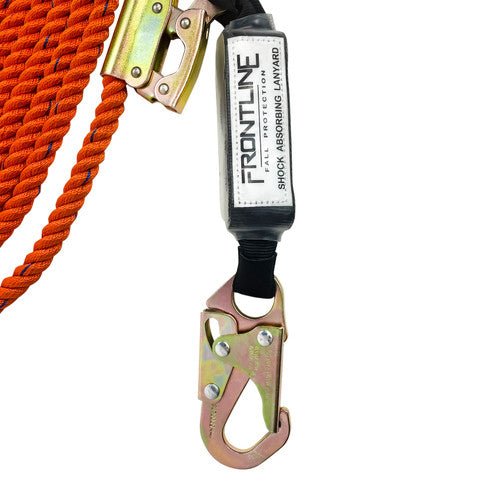 Frontline VLPR3L Premium Vertical Lifeline with Openable Rope Grab and Shock Pack 50' - Fire Protection Parts