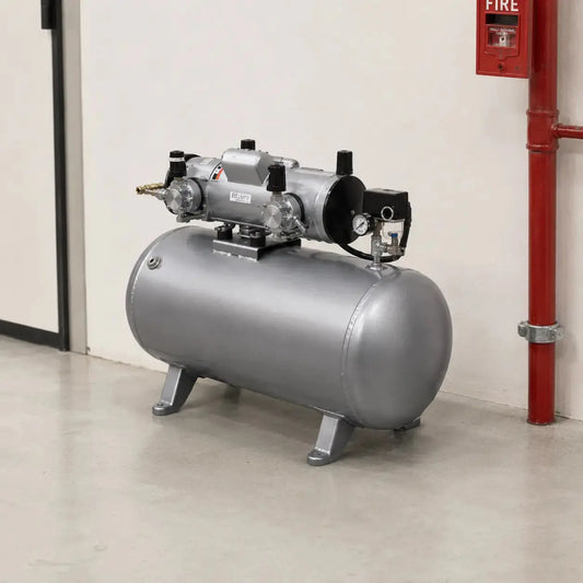 GAST Fire Air Compressor UL-Listed Tank Mounted 12TAU for reliable fire suppression. Fire Protection Reliable Sprinkler Fire Protection Parts GAST UL-Listed Tank Mounted Fire Air Compressor
