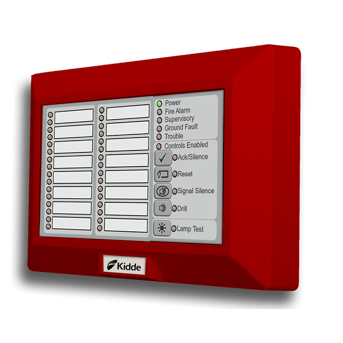 Kidde 16 - Pair LED Zone Annunciator with Common Controls for Fire Safety - Fire Protection Parts