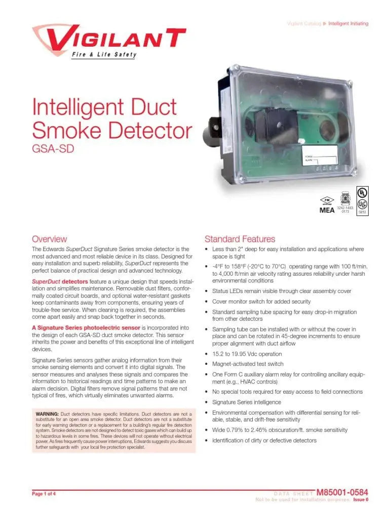 Kidde SuperDuct GSA Smoke Detector Advanced HVAC Safety System by Kidde