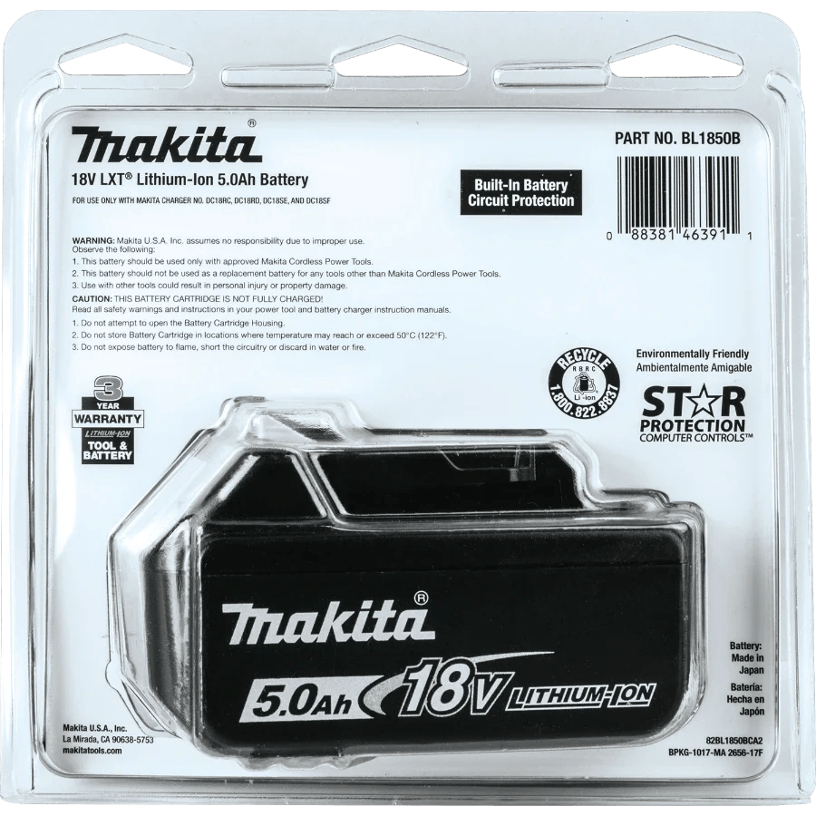 Makita BL1850B 18V LXT® Lithium‑Ion 5.0Ah Battery - Fire Protection Parts