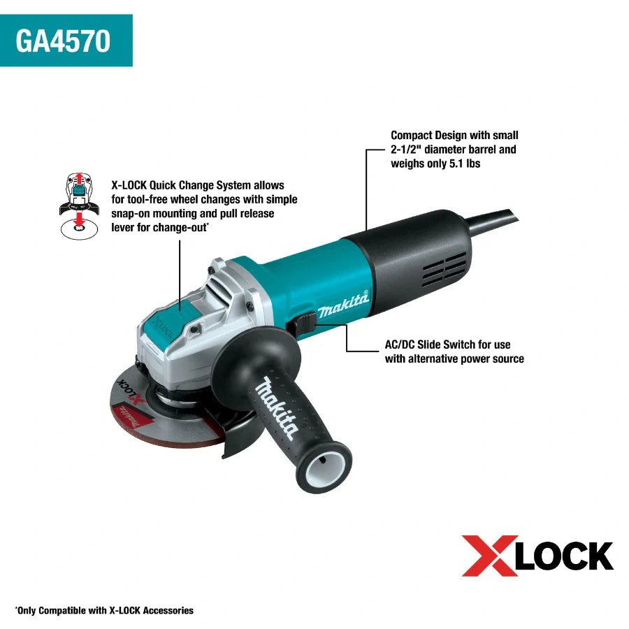 Makita GA4570 4 - 1/2" X - LOCK Angle Grinder - Fire Protection Parts