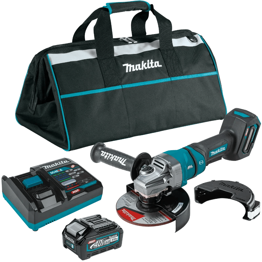 Makita GAG14M1 40V max XGT® Brushless Cordless 4‑1/2” / 6" Paddle Switch Angle Grinder Kit, with Electric Brake (4.0Ah) - Fire Protection Parts
