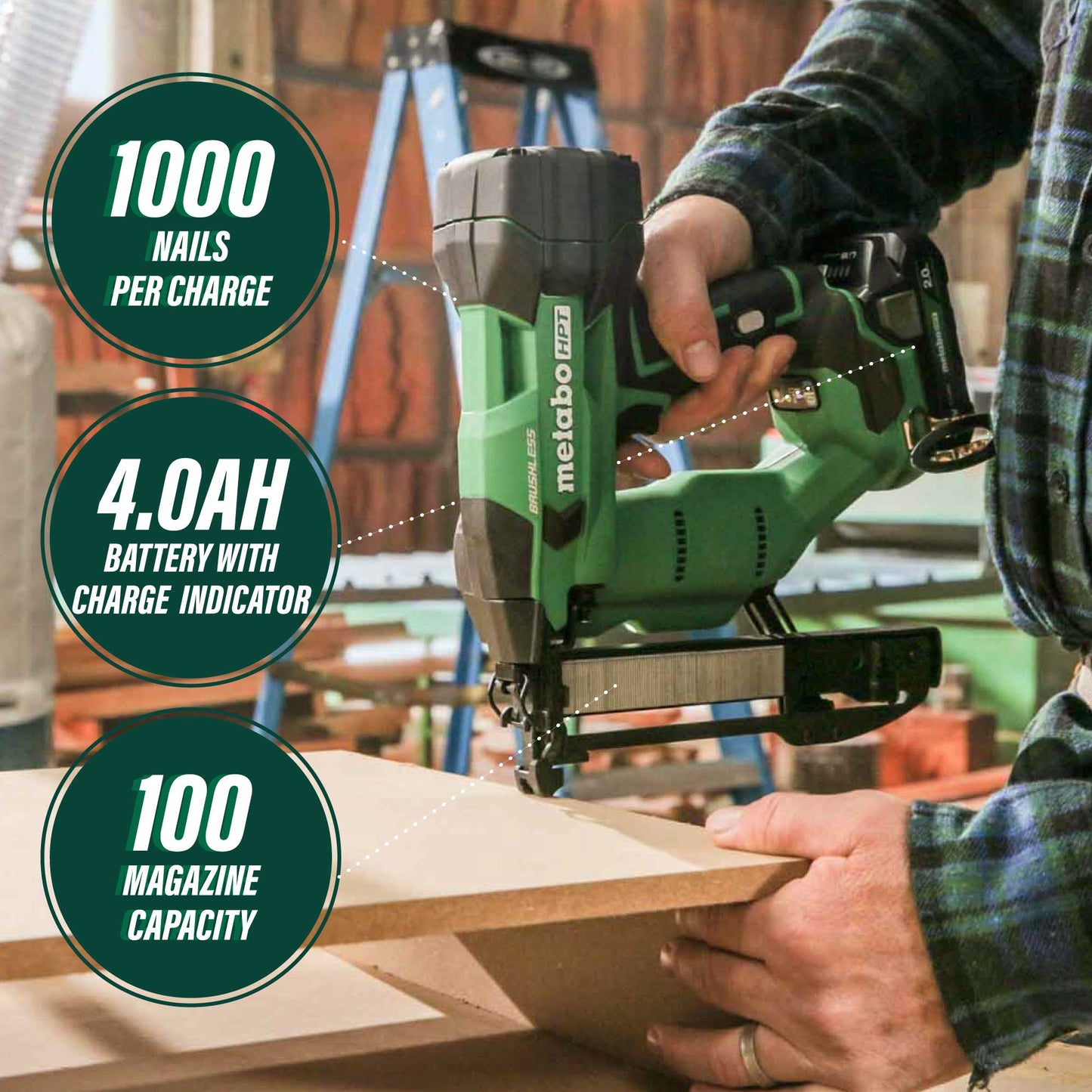 Metabo HPT N1804DAM 18V MultiVolt™ Brushless 18 - Gauge 1/4" Narrow Crown Stapler - Fire Protection Parts