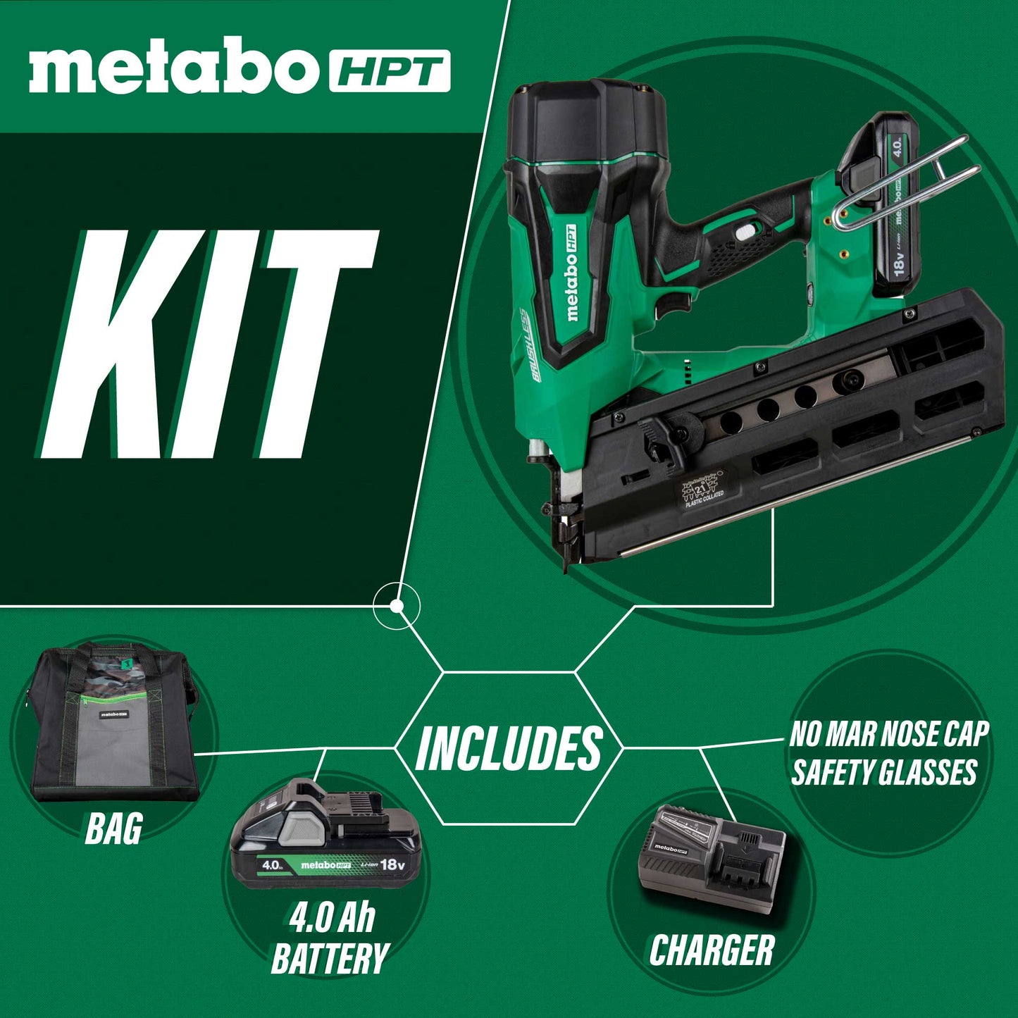 Metabo HPT NR1890DRSTM 18V MultiVolt™ Cordless 21 Degree 3 - 1/2" Plastic Strip Framing Nailer - Fire Protection Parts