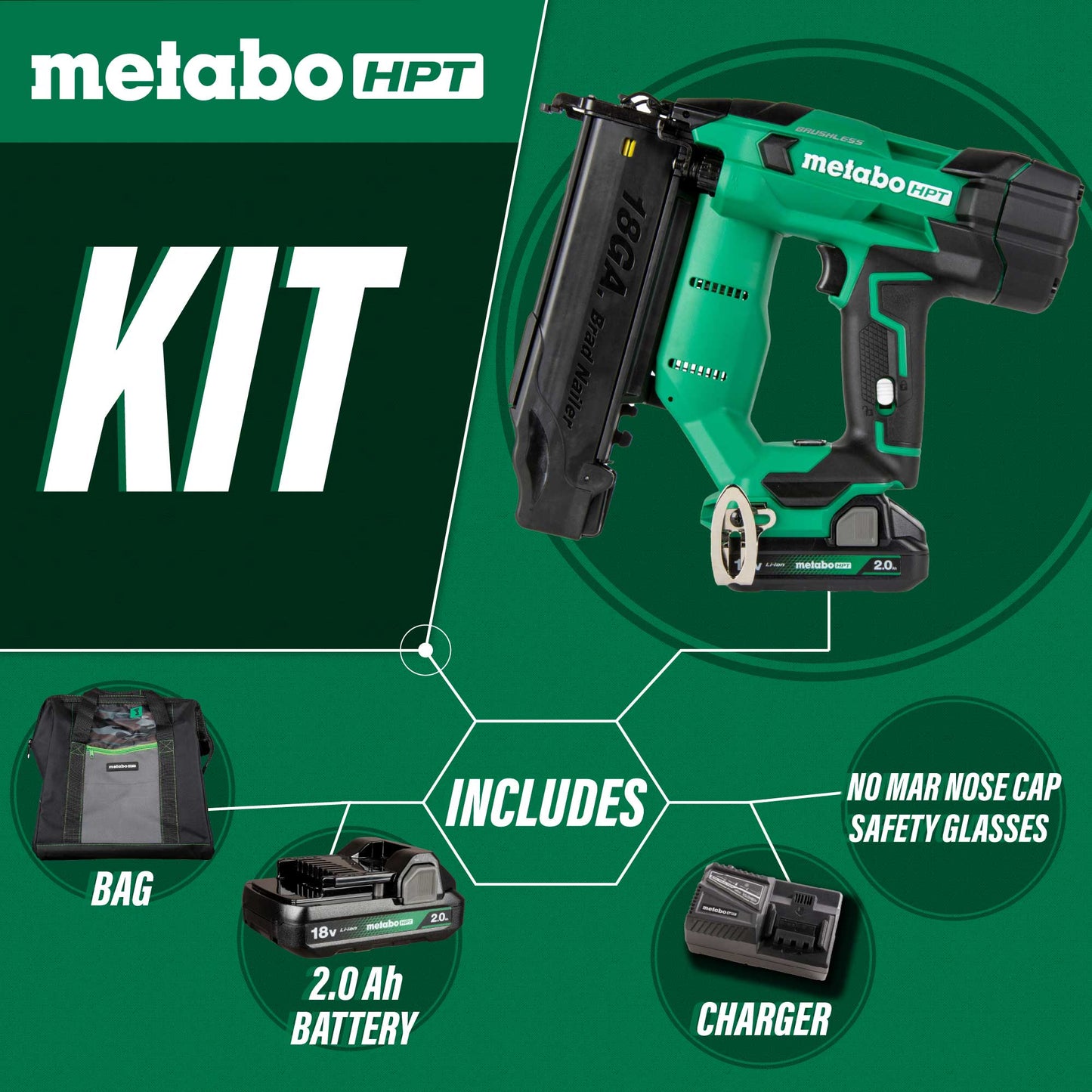 Metabo HPT NT1850DFTM 18V Compact 18 Gauge Cordless Brad Nailer Kit (1x2.0Ah) - Fire Protection Parts