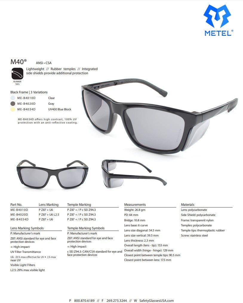 METEL M40 Retro Safety Glasses - Fire Protection Parts