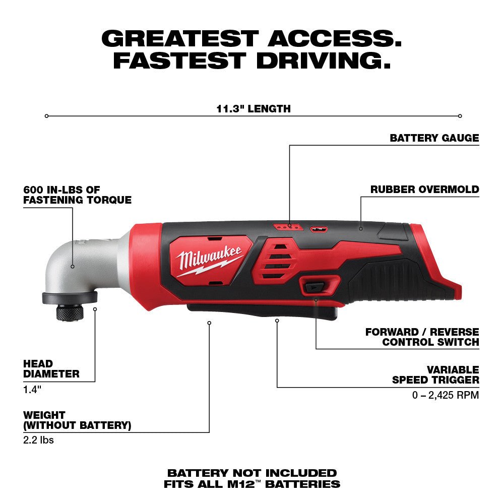 Milwaukee 2467 - 20 M12™ 1/4 in. Hex Right Angle Impact Driver - Fire Protection Parts