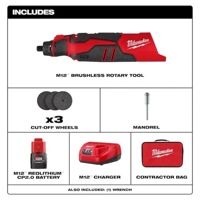 Milwaukee 2525 - 21 M12 Brushless Rotary Tool Kit - Fire Protection Parts