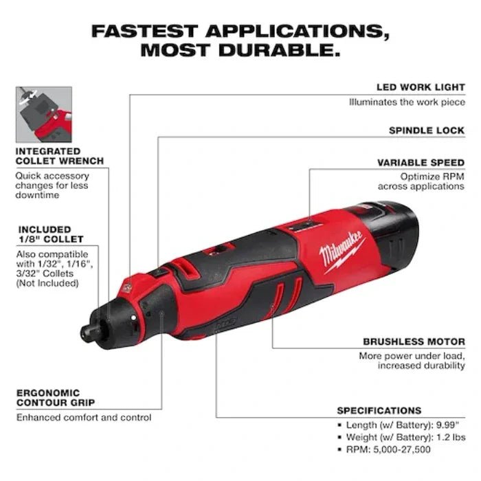 Milwaukee 2525 - 21 M12 Brushless Rotary Tool Kit - Fire Protection Parts