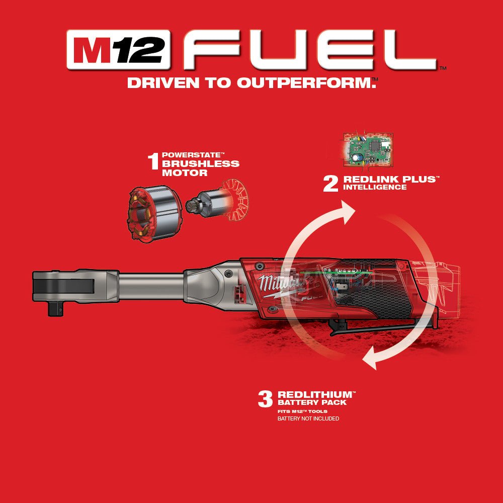 Milwaukee 2560 - 20 M12 FUEL™ 3/8 in. Extended Reach Ratchet - Fire Protection Parts