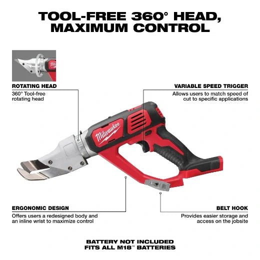 Milwaukee 2637 - 20 M18 18 Gauge Single Cut Shear (Tool Only) - Fire Protection Parts