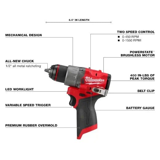 Milwaukee 3403 - 22 M12 FUEL™ 1/2" Drill/Driver Kit - Fire Protection Parts