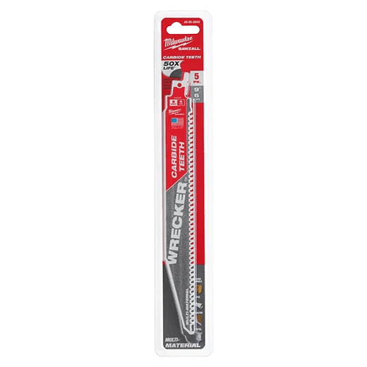 Milwaukee 48 - 00 - 5542 9" 6 TPI THE WRECKER™ with Carbide Teeth SAWZALL® Blade 5 PK - Fire Protection Parts